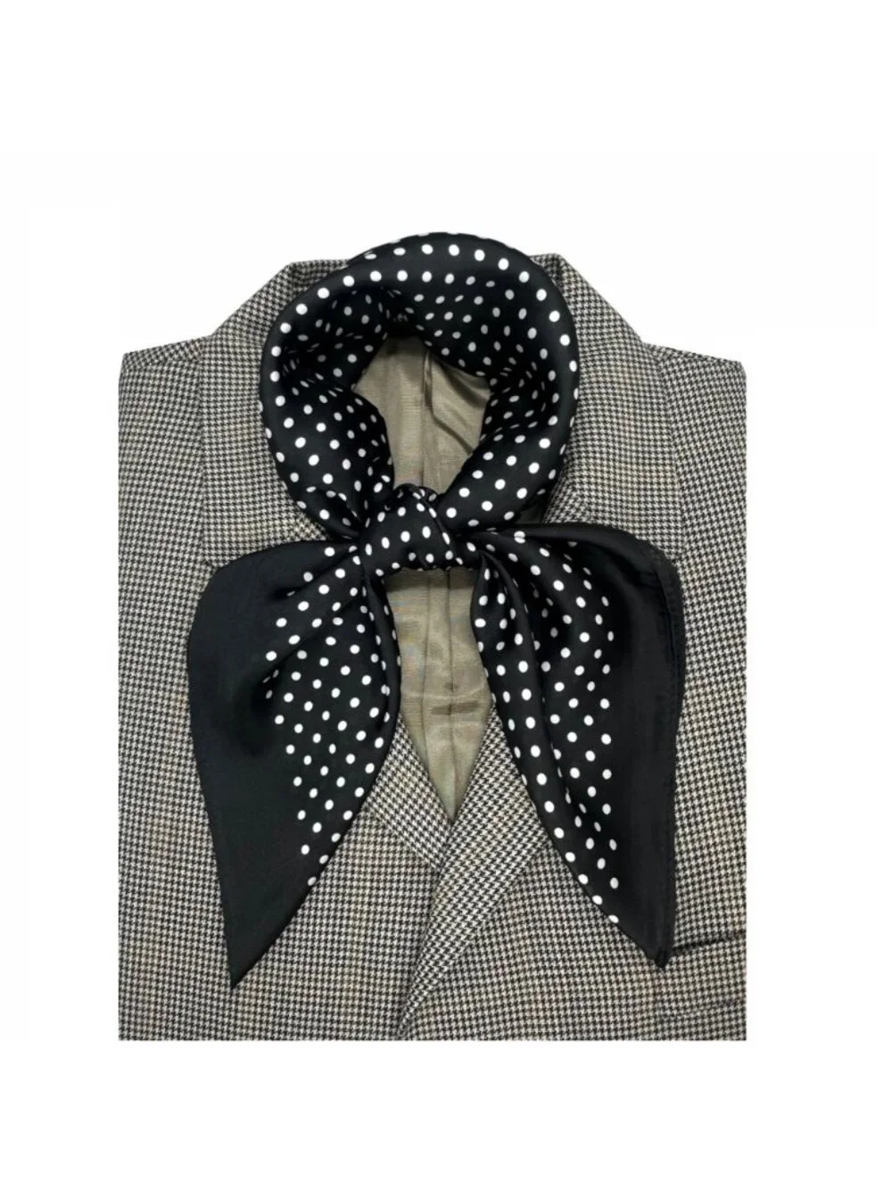 ✨Luxury Elegant Silky Soft Scarf Black White Polka Dot Square Wrap Accessory New - Picture 2 of 5